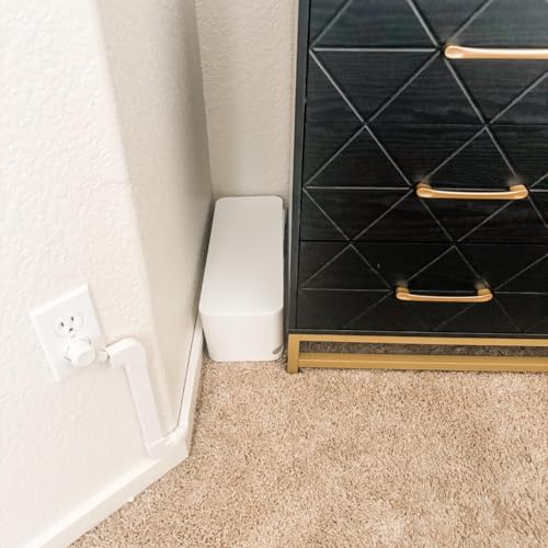 Image of ZhiYo 2 Pack Cable Management Box, Medium & XL, Power Strip Organizer White | Hidden Rear Cable Routing, Durable ABS Construction, Fits Power Strips Up to 13.4 inch, Ideal for Desks, TV Areas & Floor Corners