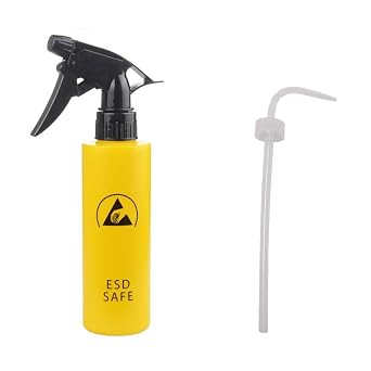 Sunday 7 250ml Empty Anti-Static ESD Safe Spray Refillable Bottles with Gift one Elbow Dropper per Bottle for Liquids, Durable Trigger w/Mist and Stream Settings 1Pack, Yellow
