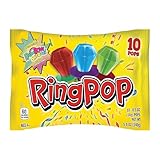 Ring Pop Individually Wrapped Bulk Lollipop Variety Pack – 10 Count Lollipop Suckers w/Assorted Flavors - Fun Candy for Birthdays and Celebrations