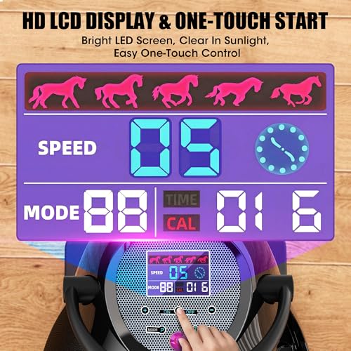 Image of Electric Horse Riding Simulator Machine, 3D Dynamic Riding Trainer with LCD Display, 20-Speed Adjustable Full Body Fitness Equipment for Waist & Abdomen for Weight Loss & Cardio Training
