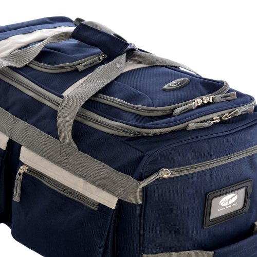 Olympia 8 Pocket Rolling Duffel Bag, Navy, 22 inch