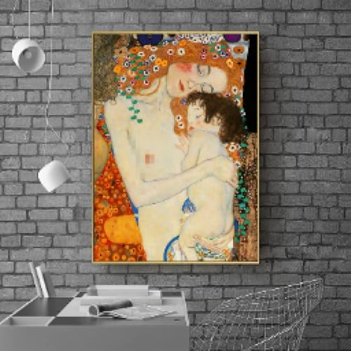 Tableau Klimt Maman et Enfants impression sur toile chic 50x70cm