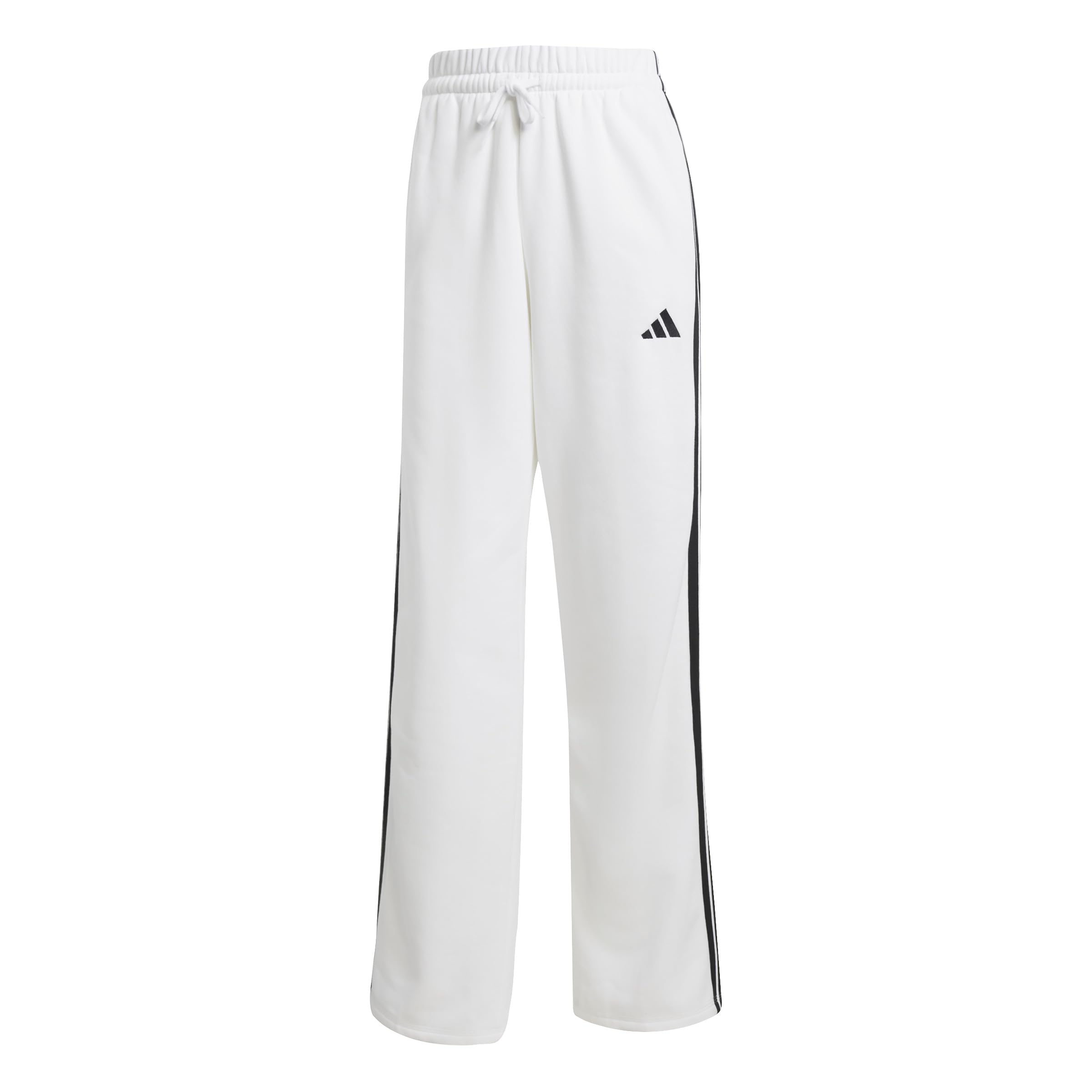adidas Damen Essentials 3-Stripes Open Hem Fleece Pants, White/Black, L