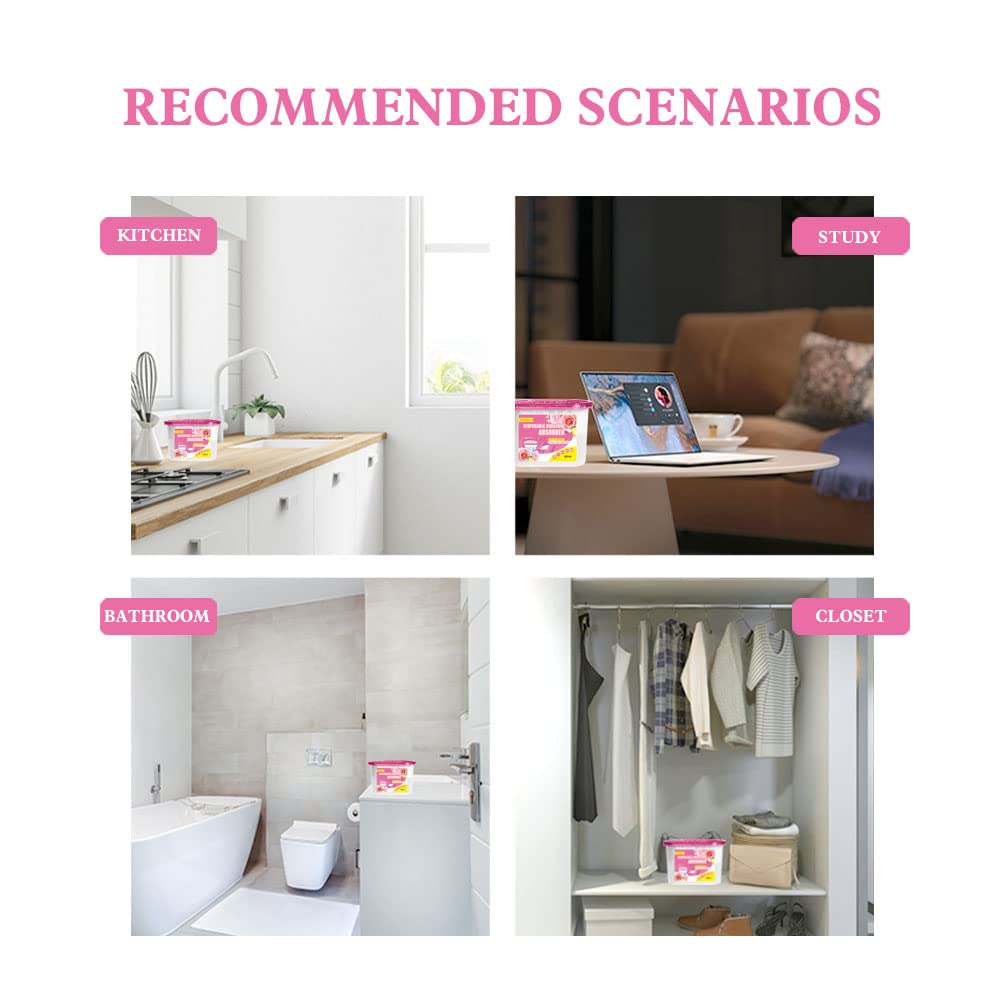 Canager Caja absorbente de humedad, paquete de 6 rosas de limón, deshumidificador para armario, dormitorio y cocina, eliminador de olores, absorbente de humedad de 12 onzas.