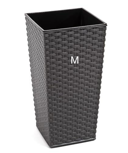 Pflanzkübel aus Kunststoff in Rattan mit Herausnehmbaren Einsatz Hoch (Graphit, M-36cm) Pflanzkübel aus Kunststoff in Rattan mit Herausnehmbaren Einsatz Hoch (Graphit, M-36cm)