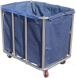 Robuster Mehrzweckwagen mit 4 leisen Rollrädern für Wäschesortierer und Haushaltsdienstleistungen, Braun/Blau