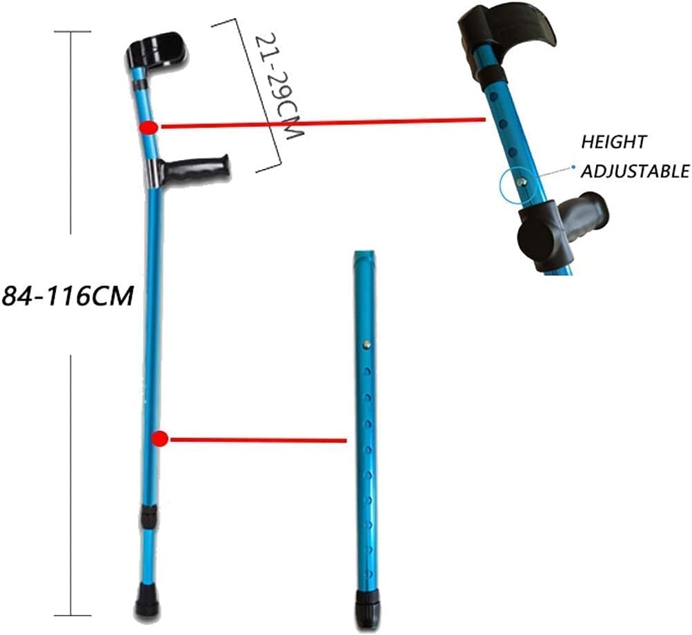 Forearm Crutch Elbow Crutches Foldable Ultralight Aluminum Assistance Double Adjustable with Comfy Handle Adjustable with Comfy Handle Folding Metal,2Pcs