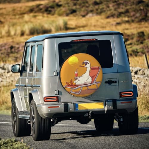 Image of Cute Duck Spare Tire Cover Universal Wheel Tire Cover Funny Cartoon Duck Tire Protectors for Travel Trailer Rv SUV Truck Camper and Many Vehicle 14 Inch