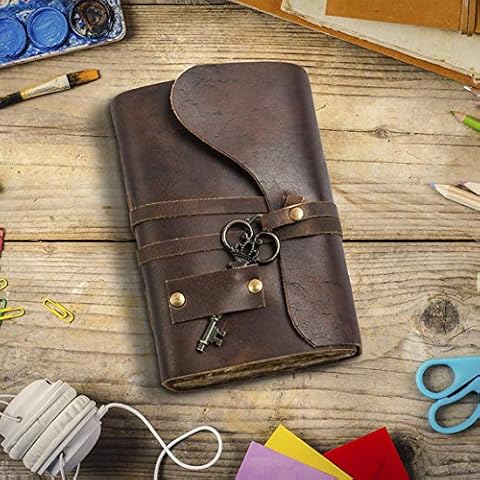 Vintage Leather Journal -Antique Handmade Deckle Edge Vintage Paper Leather Journal Cover