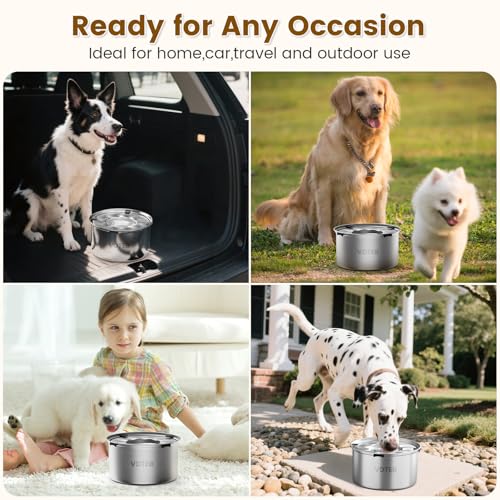 VDTEB Dog Water Bowl 1.5Gal Stainless Steel No Spill Water Bowl for Dogs, 5.6L Large Capacity Spill Proof Slow Drinking Dog Water Feeder with Anti-Slip for Medium Large Messy Drinkers - Image 8