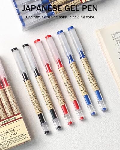 3 bolígrafos gel japoneses 0.35mm punta extra fina negros miniatura 2