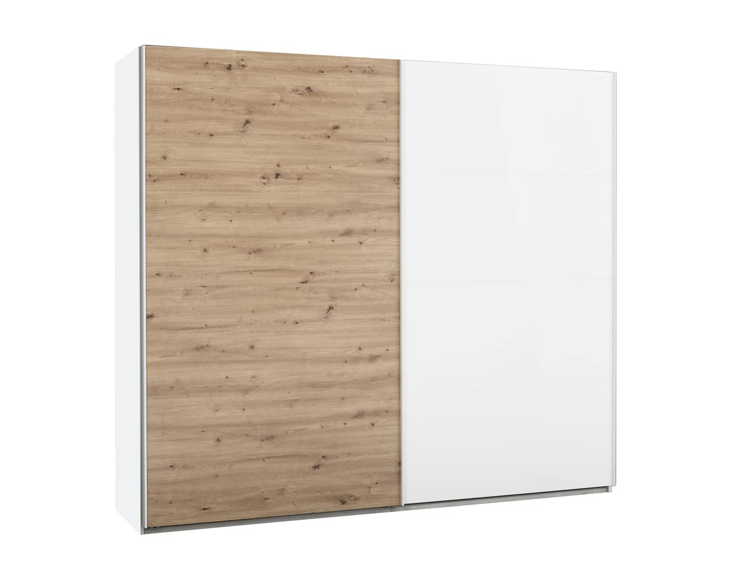 Composad | Camera da Letto Completa della Linea MUNDI, Set di 6 Mobili, Letto Matrimoniale, Armadio, Comodini, Cassettiera, Comò, Colore Rovere Mielato e Bianco Laccato, Made in Italy