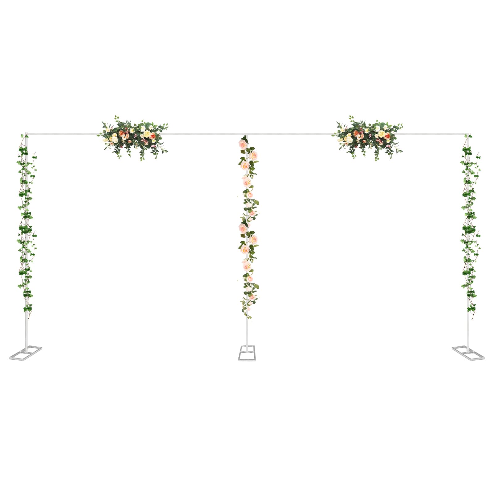 MuChaIOAK 10 x 20FT Backdrop Stand, Professional Backdrop Stand Pipe Kit, Heavy Duty Backdrop Stand with Base, Rectangular Adjustable Backdrop Stand for Wedding Birthday Booth Background Photography