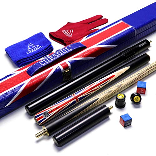 CUESOUL 57 Handcraft 3/4 Jointed Ebony Snooker Cue with Union Jack Flag Design