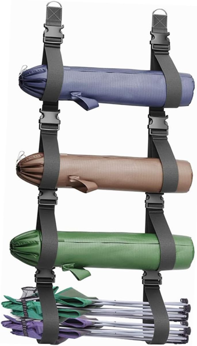 2pcs Adjustable Wall-mount Storage Straps Garage Hanging Organizer Multi-use Wall Holder for Tool and Camping Chair Storage
