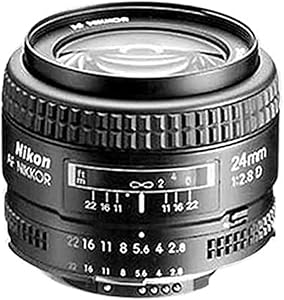 Nikon AF FX NIKKOR 24mm f/2.8D Fixed Zoom Lens with Auto Focus for Nikon DSLR Cameras - White Box (New)