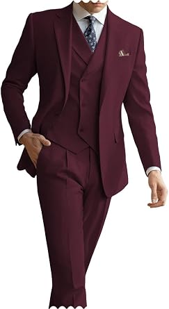 Mens Suits Regular Fit 3 Piece Suit for Men Wedding Prom Business Formal Suit