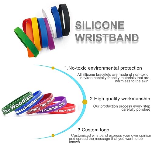 Handwerke Custom Rubber Bracelets Personalized Silicone Wristbands with Your Own Text, Customized Silicone Wirstbands for Party, Events, Gifts, Awareness, Activities3