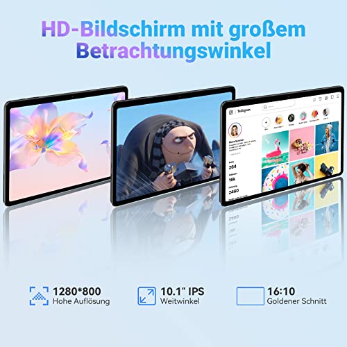Blackview Tablet Android 12, Tab7 WiFi Tablet 10 Zoll, 5GB RAM 64GB ROM (1TB TF erweitern) 6580mAh Akku, 5MP+2MP Kamera, 1280x800 HD+ IPS Touchscreen, Bluetooth/eBook Modus/Typ-C, Tablet Grau – Bild 6