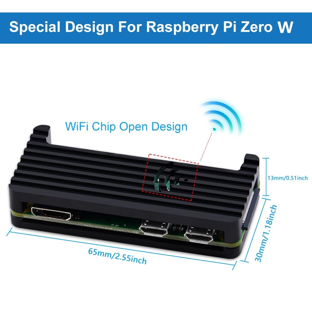 GeeekPi Zestaw startowy dla Raspberry Pi Zero W, z obudową RPi Zero W, karta SD 64GB, zasilacz, nagłówek 20Pin, adapter Micro USB do OTG, kabel HDMI, adapter HDMI, kabel przełącznik i 4 porty USB Hub