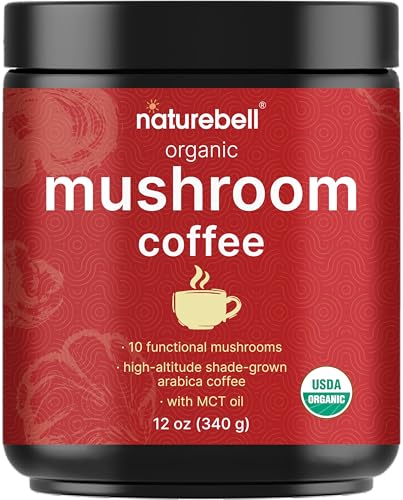 Organic Mushroom Coffee, 12oz (85 Servings) | 10-in-1 Adaptogenic Mushrooms with MCT Oil – Weight & Brain Health Support | Lions Mane, Shiitake, Reishi, Turkey Tail, Chaga & More – No Fillers