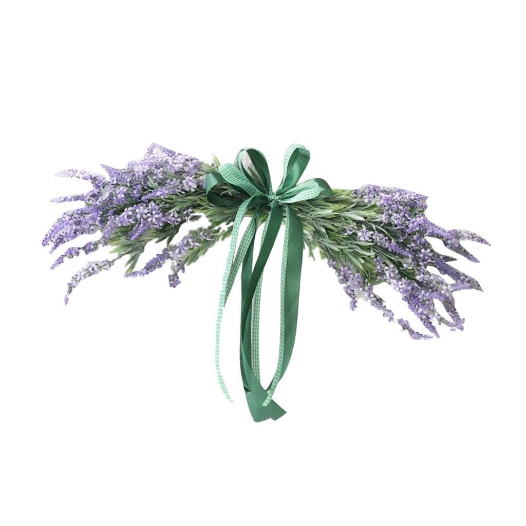 Zambuph Stunning Decorative Swag Featuring Exquisite Artificial Lavender Flowers Wreath Garland Holiday Celebrations Front Door Lintel Wall Decorations Wreath