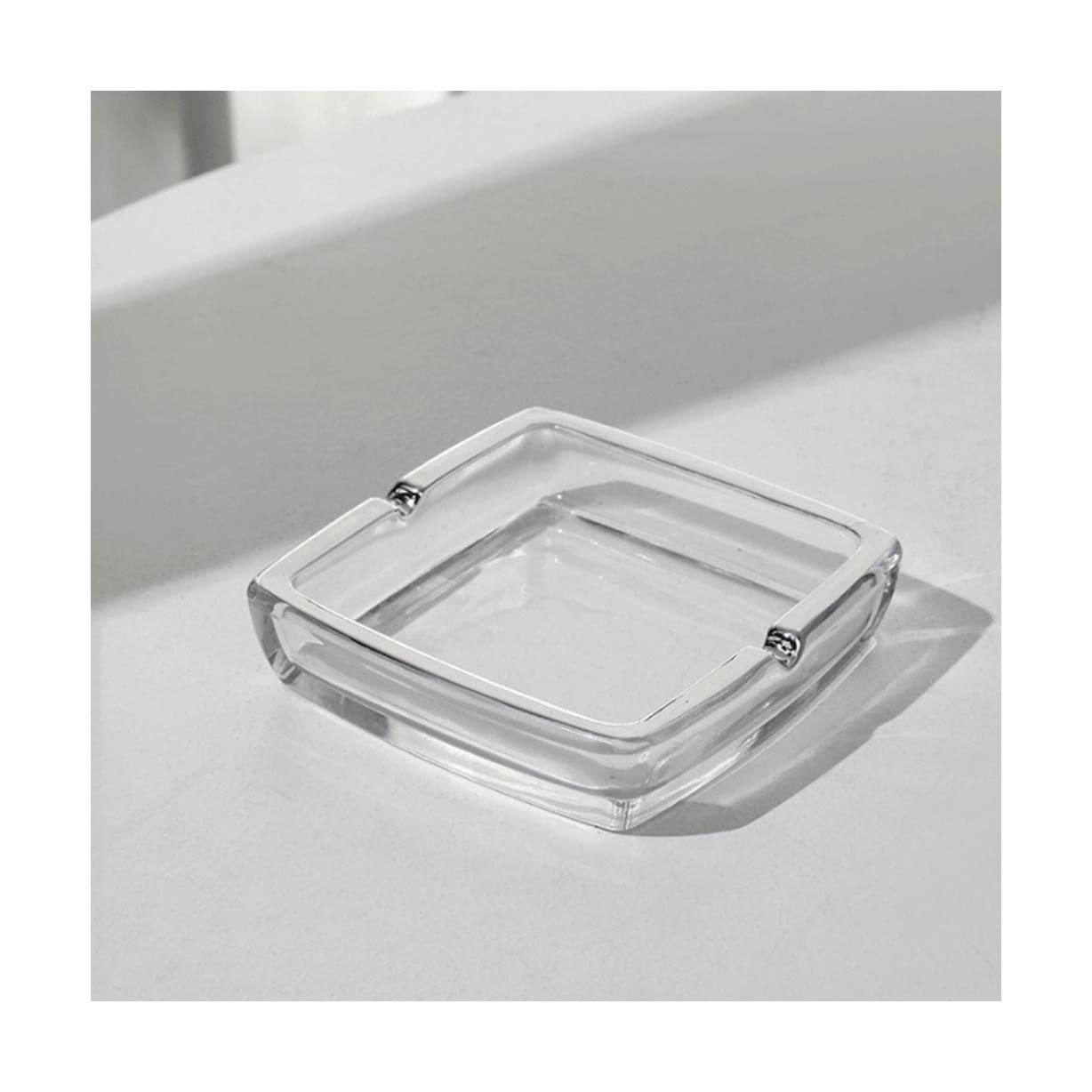 Cendrier en verre cristal transparent quadrilatère pour cigares et cigarettes de table