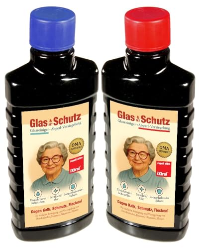 iXtral repell ultra Glas-Versiegelung Set gegen Kalk Schmutz in Dusche und an Fliesen mit Tiefen-Reiniger und Politur auch für Badewanne