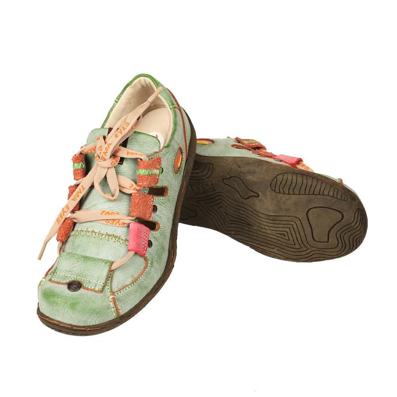 TMA EYES Women's Leather Breathable Plus Size Shoes Casual Pigskin Outdoor Walking Shoes with Insides4