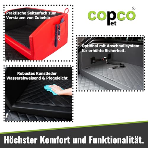 Hundebox Auto Kofferraumschutz Hund mit ladekantenschutz Kofferraum【Mit Tasche】 Kofferraum schutzmatte herausnehmbar - Hunde Autositz Wasserabweisend, hundetransportbox 90x55x38cm Rot/Schwarz