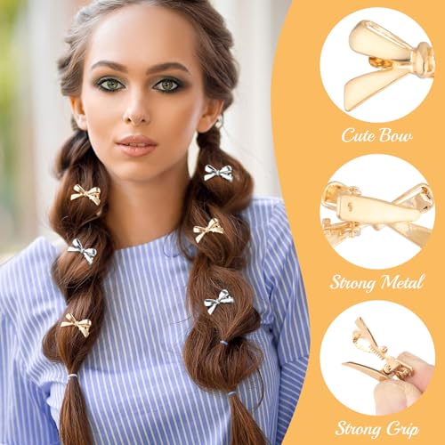 Pinzas para cabello moño 8 piezas dorado y plateado miniatura 3