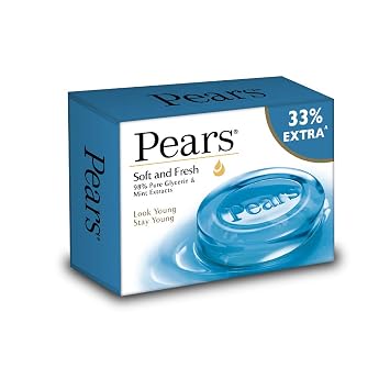 Pears Soft & Fresh Soap - 98% Pure Glycerin & Mint Extracts - 75 g (Pack of 3)