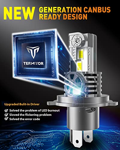 Fahren 2023 Upgraded H4/9003/Hb2 Led Headlight Bulb, 30000Lm 800% Ultra Brightness, 6500K Cool White, Wireless 1:1 Halogen Size, Hi/Lo Dual Beam, Plug And Play, Pack Of 2 #TOP6