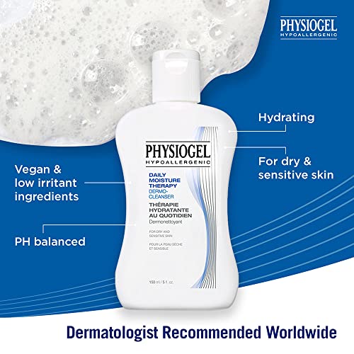 Physiogel Daily Moisture Therapy Facial Cleanser | Ph Balanced, Hydrating And Vegan Gentle Face Wash For Dry, Normal & Sensitive Skin | Low Irritant, Strengthening Skin Barrier | 5.1 Fl. Oz #TOP1