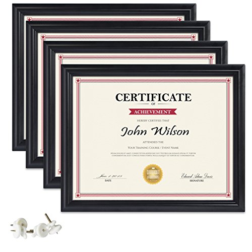 PETAFLOP 8.5x11 Certificate Document Diploma Frame, Simple Black Picture Frame Go with Any Decor Well, 4 Pack