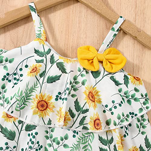 Conjunto de roupas de verão para meninas e meninas, conjunto de shorts com girassol sem mangas + sho