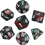 würfel rot blau logo bilder  eBoot Polyedrische 7- Würfel- Set für Dungeons und Dragons mit Schwarz Beutel (Rot Grün)