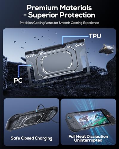 Image of FASTSNAIL Switch 2 Protective Case, Protective Cover with Dockable TPU Middle Frame, Non-Slip Ergonomic Grip for Joycon 2, Comfortable Handheld Shell Case for Switch 2 Accessories for Wii Skins