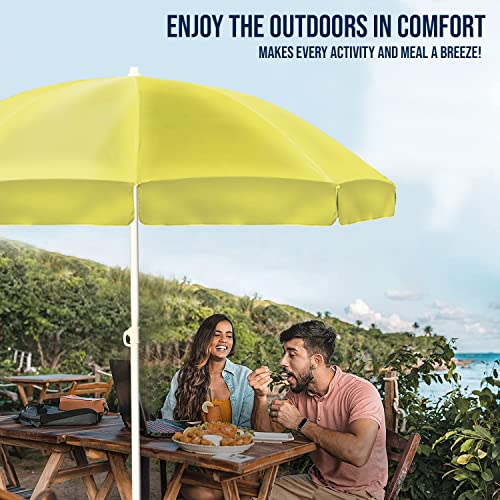 Image of OUTO 6ft /36in Garden Outdoor Umbrella with Stand Foldable Big Size Heavy Duty Waterproof Rain & UV Sun Protection Patio for Balcony Shedding Cantilever & Lawn (6 Feet /36 Inch Rib Arm, Yellow)