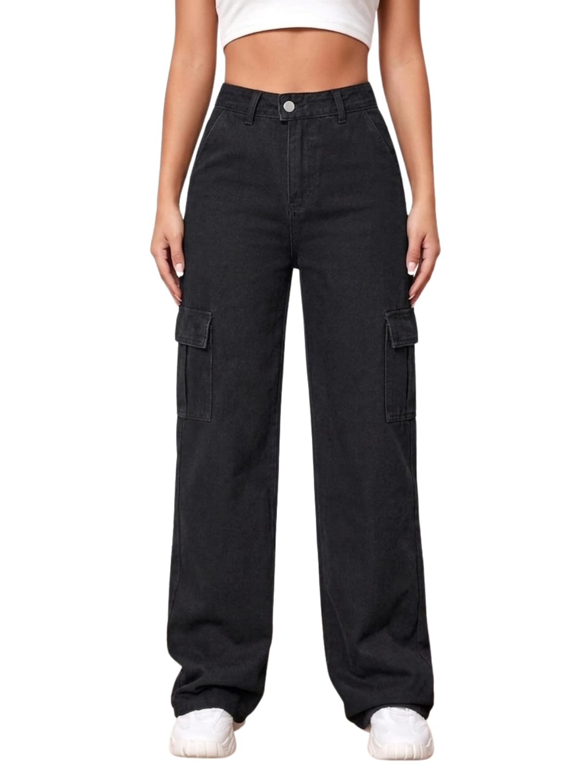 High Waist Jeans for Women – Wide Leg Straight Fit Denim | Baggy Cargo Style Casual Pants for Girls & Daily College Wear-image-32