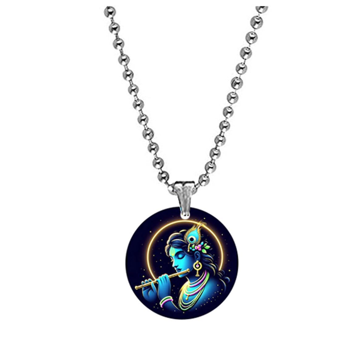 Lord Gopal Krishna Playing Basuri Bead Chain Purple Acrylic Religious Pendant for Men Women Spiritual Devotional Acrylic Charm Gift for Prayer Temple Festival-picture-46