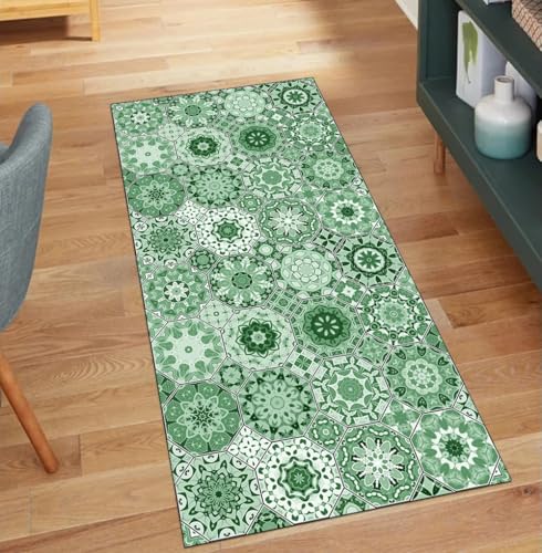 Alfombra verde para pasillo de cocina lavable que decora tu hogar 2