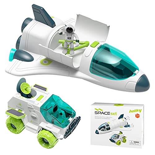 Space Shuttle Toys for 3 4 5 6 7 Year Old Boys, [Lights & Sounds] Space Toys for Kids 3-5 with 2 Astronauts, Toy Shuttle and Rover, Spaceship Toys Playsets Birthday Easter Boys Girls