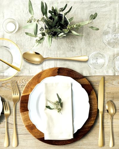 Besteck Set 12 Personen, 60-teiliges Goldenes Besteck, Hochglanzpoliert und Spülmaschinenfest, Elegantes Besteck Gold, mit Messer Gabel Löffel, für Haus, Party, Restaurant(Gold)