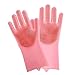 Produktbild SHUHAO Silikon-Handschuhe, Wash Scrubber, Wiederverwendbare Silikon Abwasch Handschuhe, Handschuhe Gummi-Scrubbing Reinigung Handschuhe, für Küche Badezimmer Reinigung,Rosa