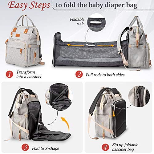 image for Felity All in 1 Portable Diaper Bag Backpack Waterproof with USB Charg