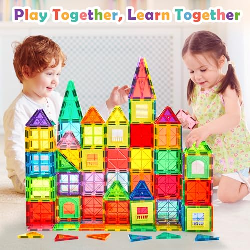 Dopyye 132-Piece Magnetic Tiles with 2 Cars — view 2