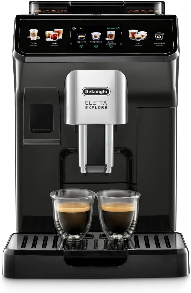 De’Longhi (デロンギ) 全自動コーヒーマシン エレッタエクスプロア ECAM45055G コーヒーメーカー エスプレッソマシン 豆から挽きたて 全23メニュー 充実の付属品 ラテクレマクール&ホット 豆から挽きたて 自動ミルクフロッサー [ブラック] デロンギファミリー登録で5年保証