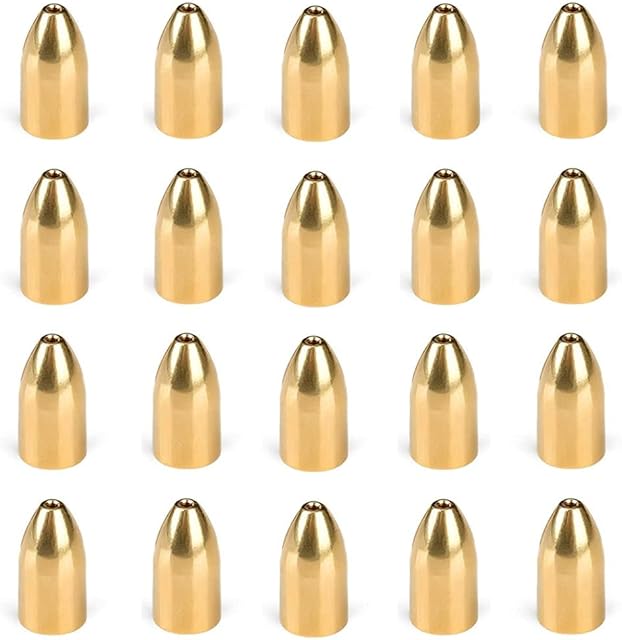 20 Pcs Fishing Brass Bullet Sinkers Weight Copper Sinkers Fishing Tackle Accessories for Float fishing