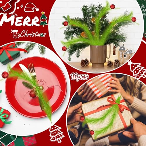 10-Piece Luxury Christmas Tree Topper Set – 18.11-Inch Green Curly Stems with Vibrant Red Ball Ornaments for Full Holiday Decor - Image 7